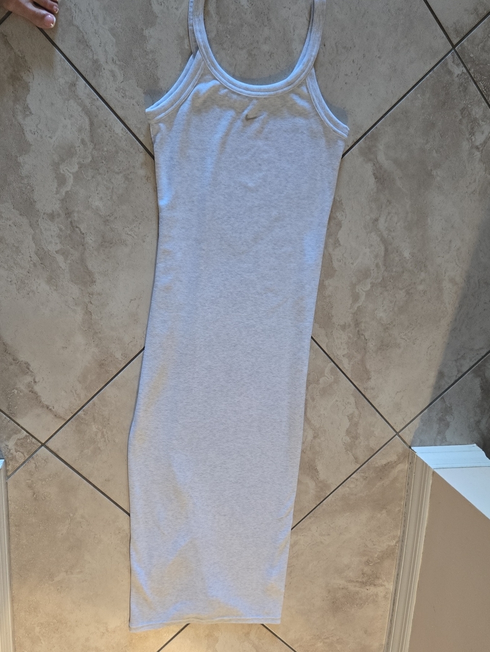 Nike Cotton Gray Racerback Maxi Tank Dress New